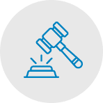 A blue symbol with a gavel and a bowl - Levian Law