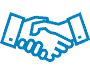 A blue handshake icon - Levian Law